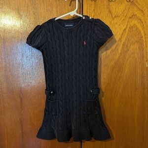 Ralph Lauren Navy Cable Knit Kids Sweater Dress Sz 6x